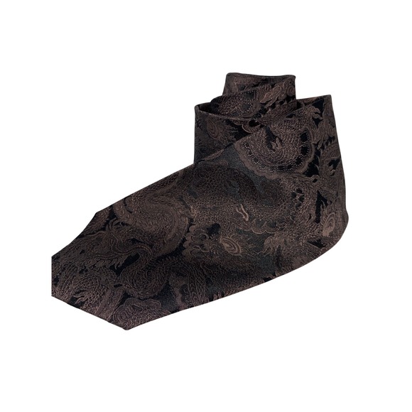 J. Ferrar Other - J Ferrar Mens Bronze Black Dragon Jacquard Woven Silk Blend Necktie Wide 3.75"